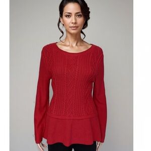 Talbots Red Cable Knit Sweater